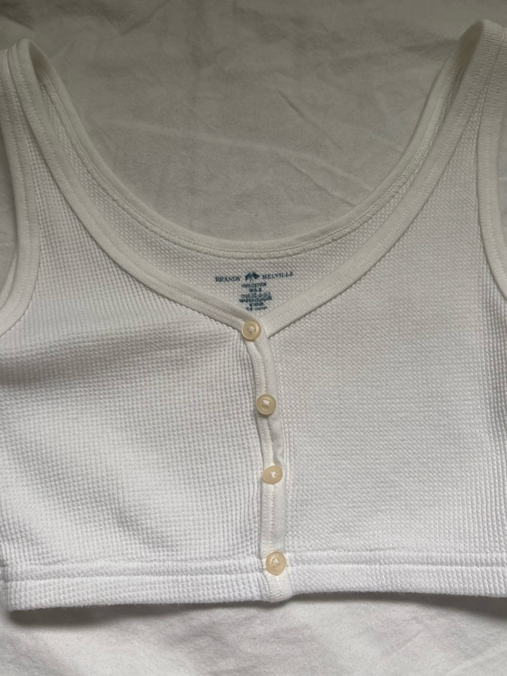 Brandy Melville White Waffle-Knit Crop Tank